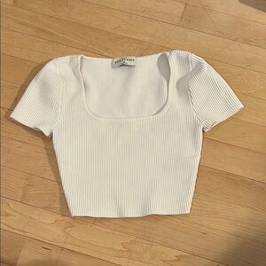 BABATON square neck white top